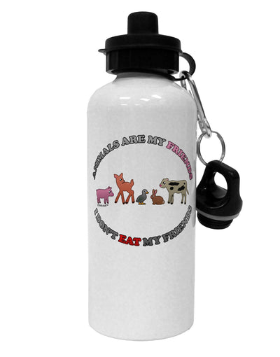 I Don't Eat My Friends Aluminum 600ml Water Bottle-Water Bottles-TooLoud-White-Davson Sales