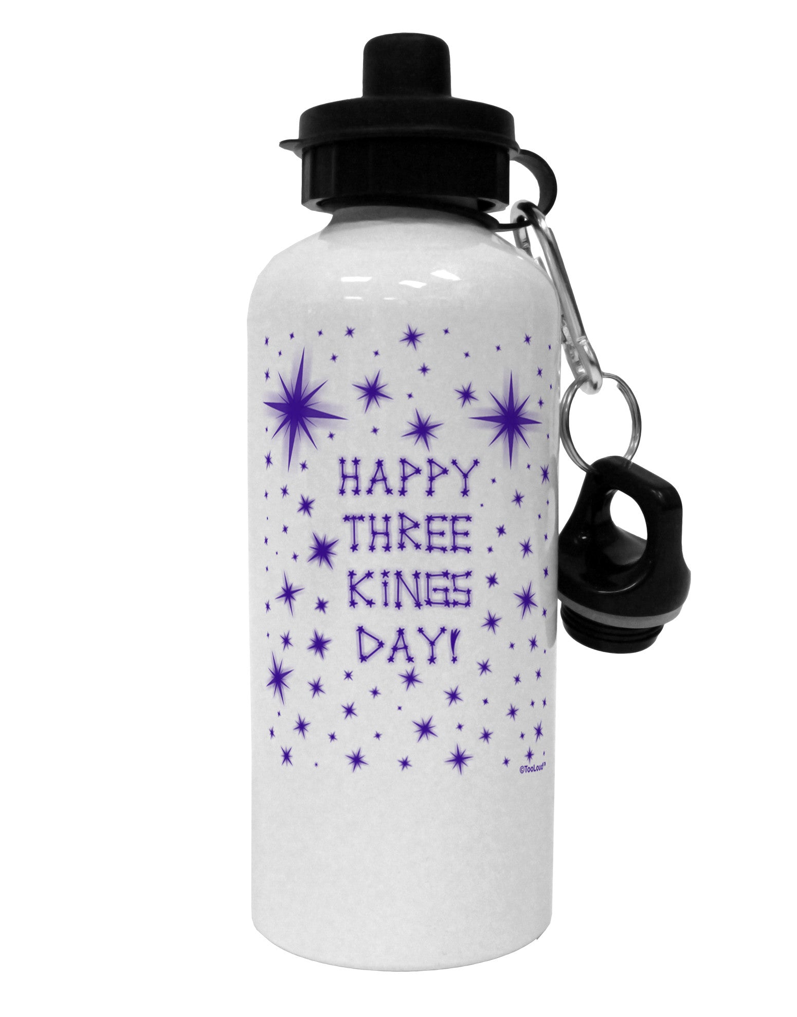 Happy Three Kings Day - Shining Stars Aluminum 600ml Water Bottle by TooLoud-Water Bottles-TooLoud-White-Davson Sales