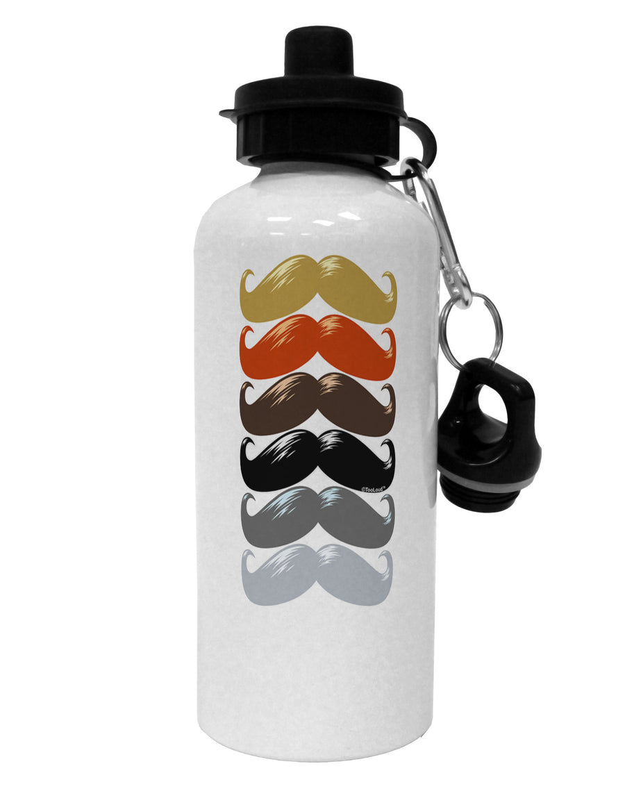 Natural Mustache Rainbow Aluminum 600ml Water Bottle-Water Bottles-TooLoud-White-Davson Sales