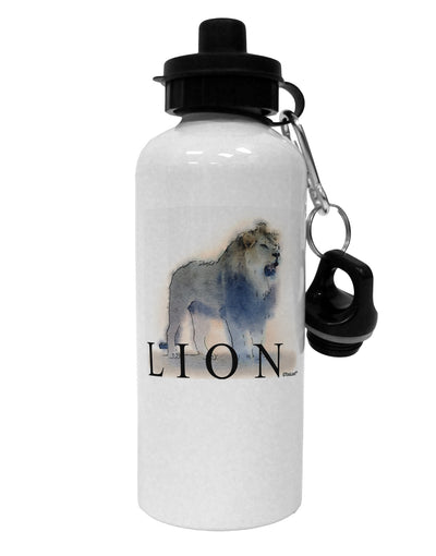 Lion Watercolor B Text Aluminum 600ml Water Bottle-Water Bottles-TooLoud-White-Davson Sales