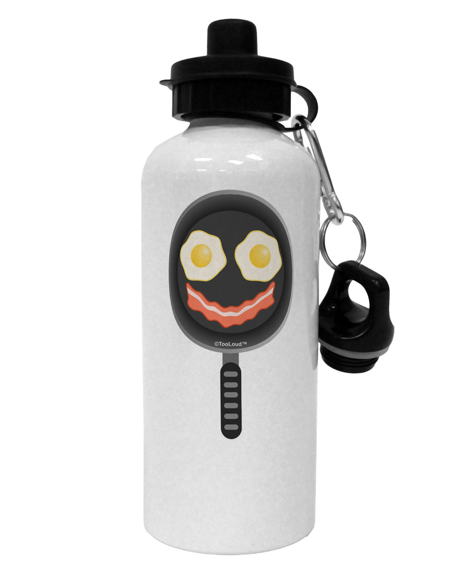 Eggs and Bacon Smiley Face Aluminum 600ml Water Bottle by TooLoud-Water Bottles-TooLoud-White-Davson Sales