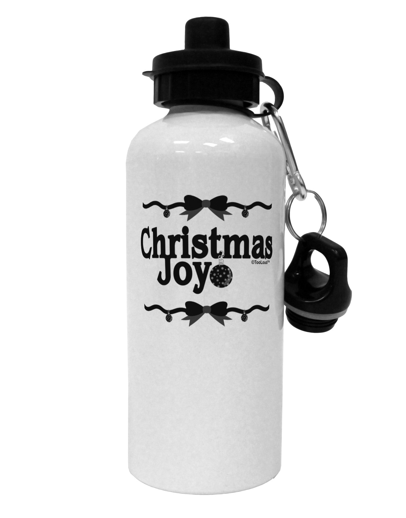 Christmas Joy BnW Aluminum 600ml Water Bottle-Water Bottles-TooLoud-White-Davson Sales