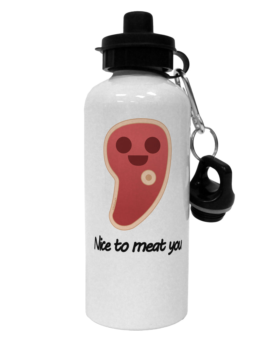 Steak - Nice to Meat You Aluminum 600ml Water Bottle-Water Bottles-TooLoud-White-Davson Sales