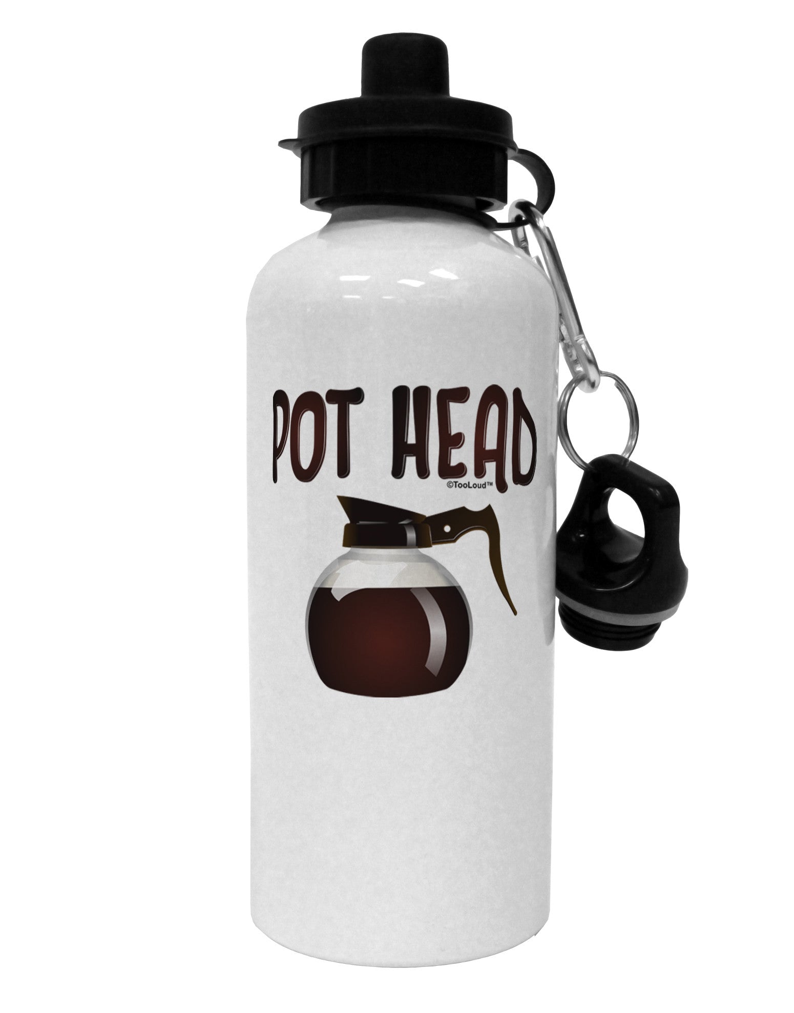 Pot Head - Coffee Aluminum 600ml Water Bottle-Water Bottles-TooLoud-White-Davson Sales