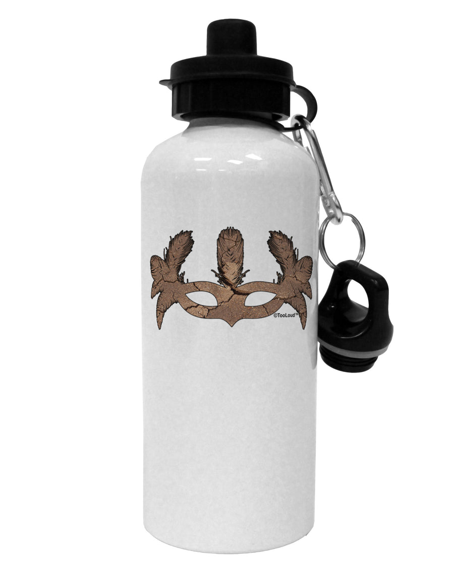 Earth Masquerade Mask Aluminum 600ml Water Bottle by TooLoud-Water Bottles-TooLoud-White-Davson Sales