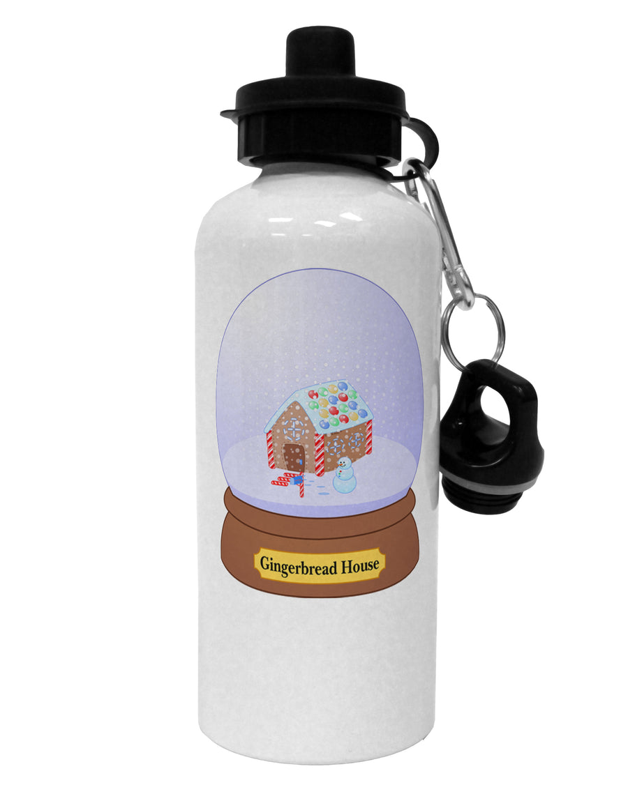 Little Gingerbread House Snow Globe Aluminum 600ml Water Bottle by TooLoud-Water Bottles-TooLoud-White-Davson Sales