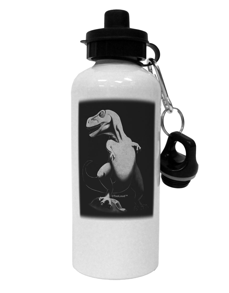 Tyrannosaurus Rex Design - Grayscale Aluminum 600ml Water Bottle by TooLoud-Water Bottles-TooLoud-White-Davson Sales