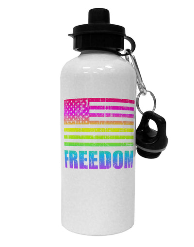 American Pride - Rainbow Flag - Freedom Aluminum 600ml Water Bottle-Water Bottles-TooLoud-White-Davson Sales