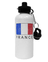 French Flag - France Text Distressed Aluminum 600ml Water Bottle by TooLoud-Water Bottles-TooLoud-White-Davson Sales