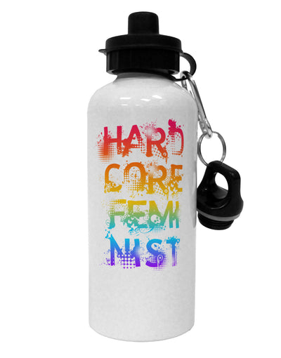 Hardcore Feminist - Rainbow Aluminum 600ml Water Bottle-Water Bottles-TooLoud-White-Davson Sales