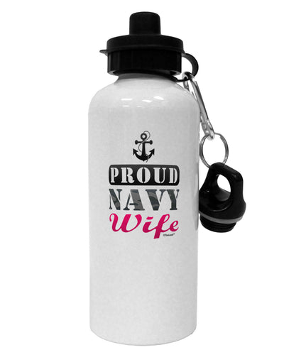 Proud Navy Wife Aluminum 600ml Water Bottle-Water Bottles-TooLoud-White-Davson Sales