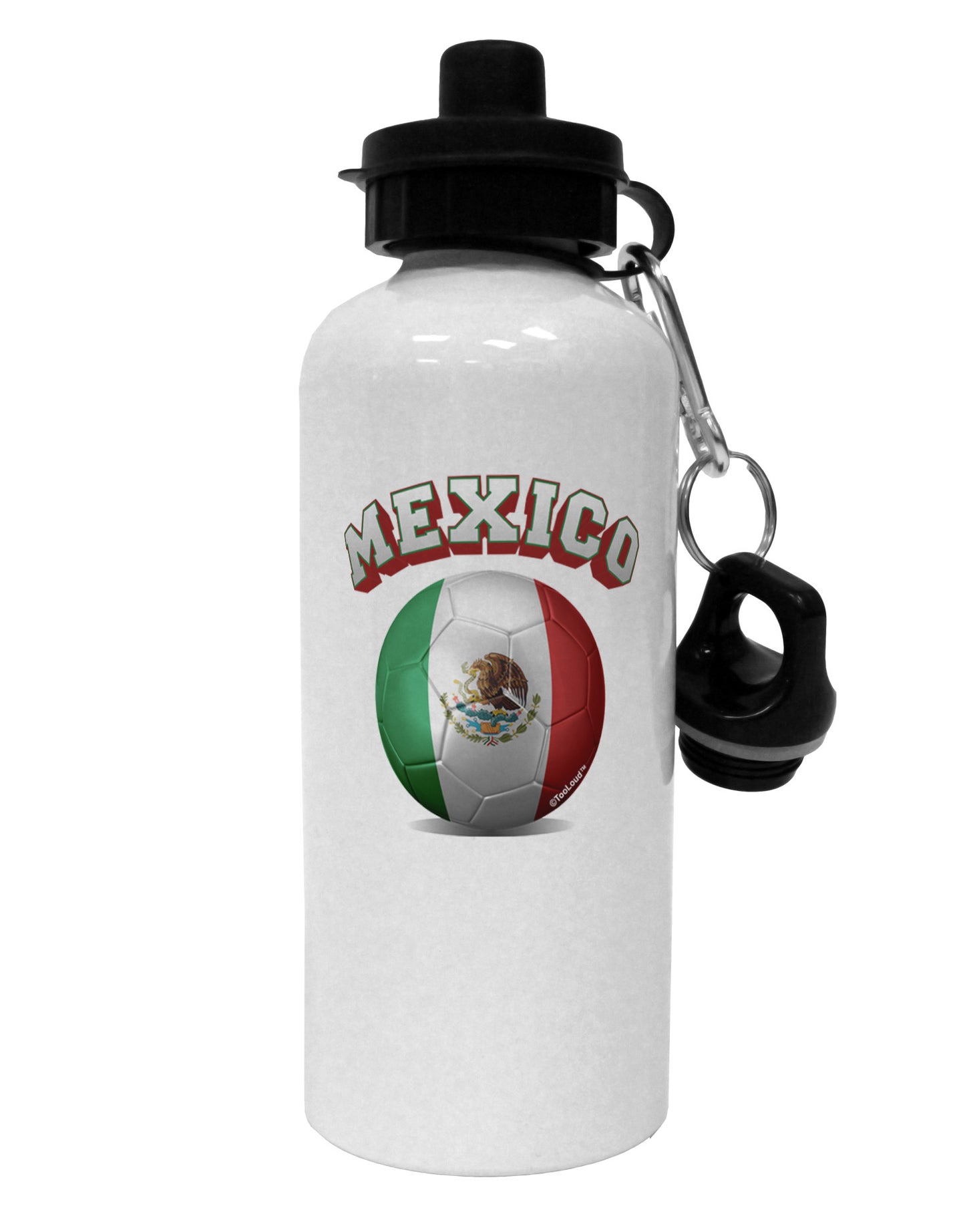 Soccer Ball Flag - Mexico Aluminum 600ml Water Bottle-Water Bottles-TooLoud-White-Davson Sales