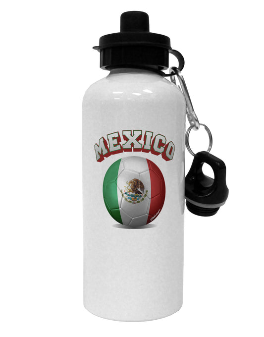 Soccer Ball Flag - Mexico Aluminum 600ml Water Bottle-Water Bottles-TooLoud-White-Davson Sales