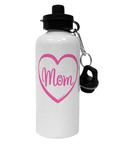 Mom Heart Design - Pink Aluminum 600ml Water Bottle by TooLoud-Water Bottles-TooLoud-White-Davson Sales