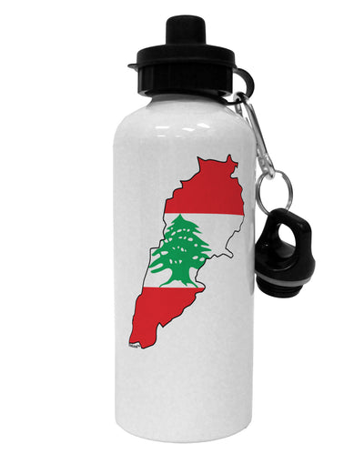 Lebanon Flag Silhouette Aluminum 600ml Water Bottle-Water Bottles-TooLoud-White-Davson Sales