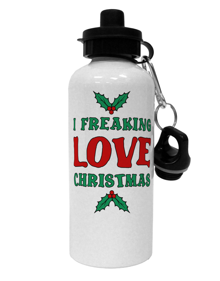 I F-ing Love Christmas Funny Aluminum 600ml Water Bottle-Water Bottles-TooLoud-White-Davson Sales