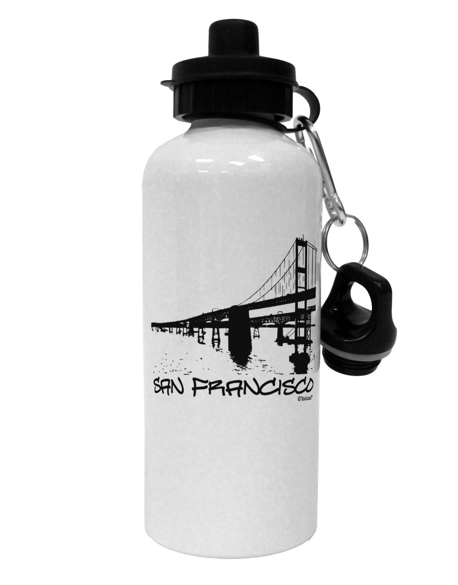 Bay Bridge Cutout Design - San Francisco Aluminum 600ml Water Bottle by TooLoud-Water Bottles-TooLoud-White-Davson Sales