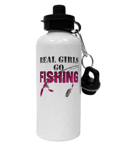 Real Girls Go Fishing Aluminum 600ml Water Bottle-Water Bottles-TooLoud-White-Davson Sales