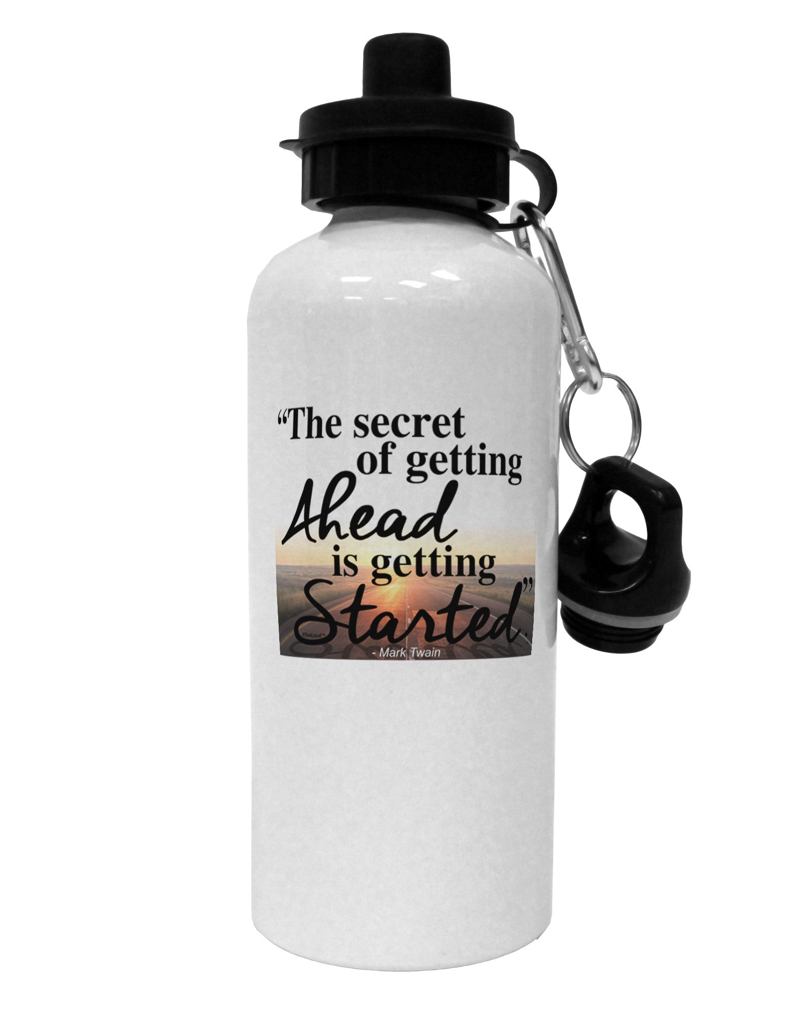 Getting Ahead Mark Twain Aluminum 600ml Water Bottle-Water Bottles-TooLoud-White-Davson Sales