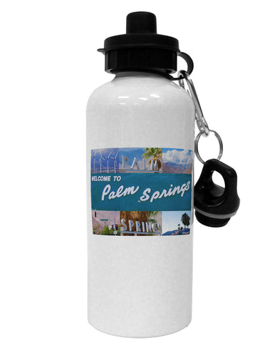 Welcome to Palm Springs Collage Aluminum 600ml Water Bottle-Water Bottles-TooLoud-White-Davson Sales