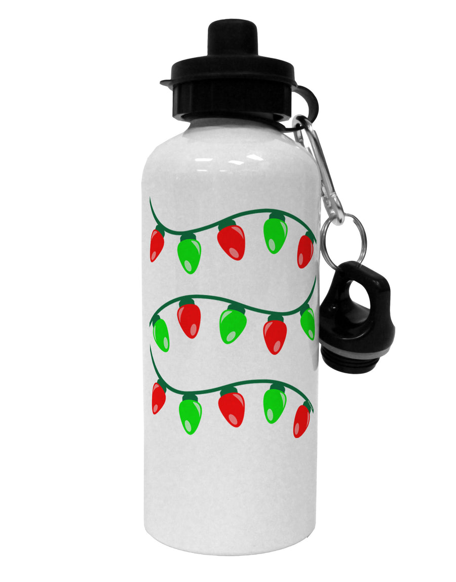 Christmas Lights Red and Green Aluminum 600ml Water Bottle-Water Bottles-TooLoud-White-Davson Sales