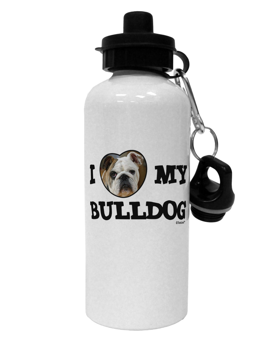 I Heart My Bulldog Aluminum 600ml Water Bottle by TooLoud-Water Bottles-TooLoud-White-Davson Sales