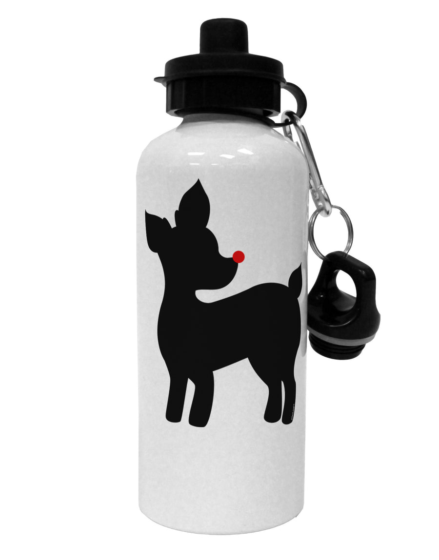 Cute Rudolph Silhouette - Christmas Aluminum 600ml Water Bottle by TooLoud-Water Bottles-TooLoud-White-Davson Sales