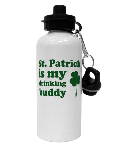 St Patrick is my Drinking Buddy Aluminum 600ml Water Bottle-Water Bottles-TooLoud-White-Davson Sales