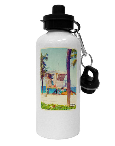 Lifeguard Station Watercolor Aluminum 600ml Water Bottle-Water Bottles-TooLoud-White-Davson Sales