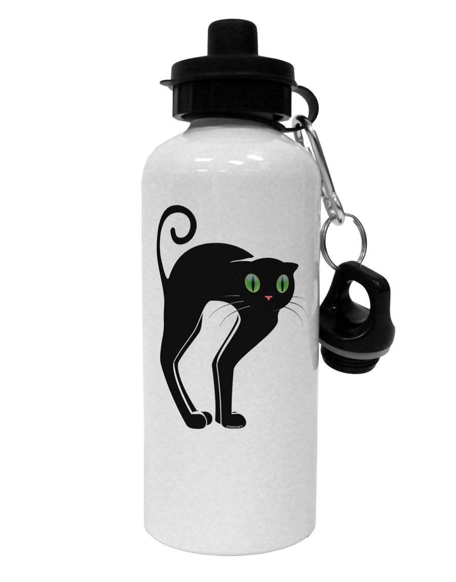 Cute Arched Black Cat Halloween Aluminum 600ml Water Bottle-Water Bottles-TooLoud-White-Davson Sales