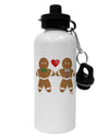 Gingerbread Man Couple Aluminum 600ml Water Bottle by TooLoud-Water Bottles-TooLoud-White-Davson Sales