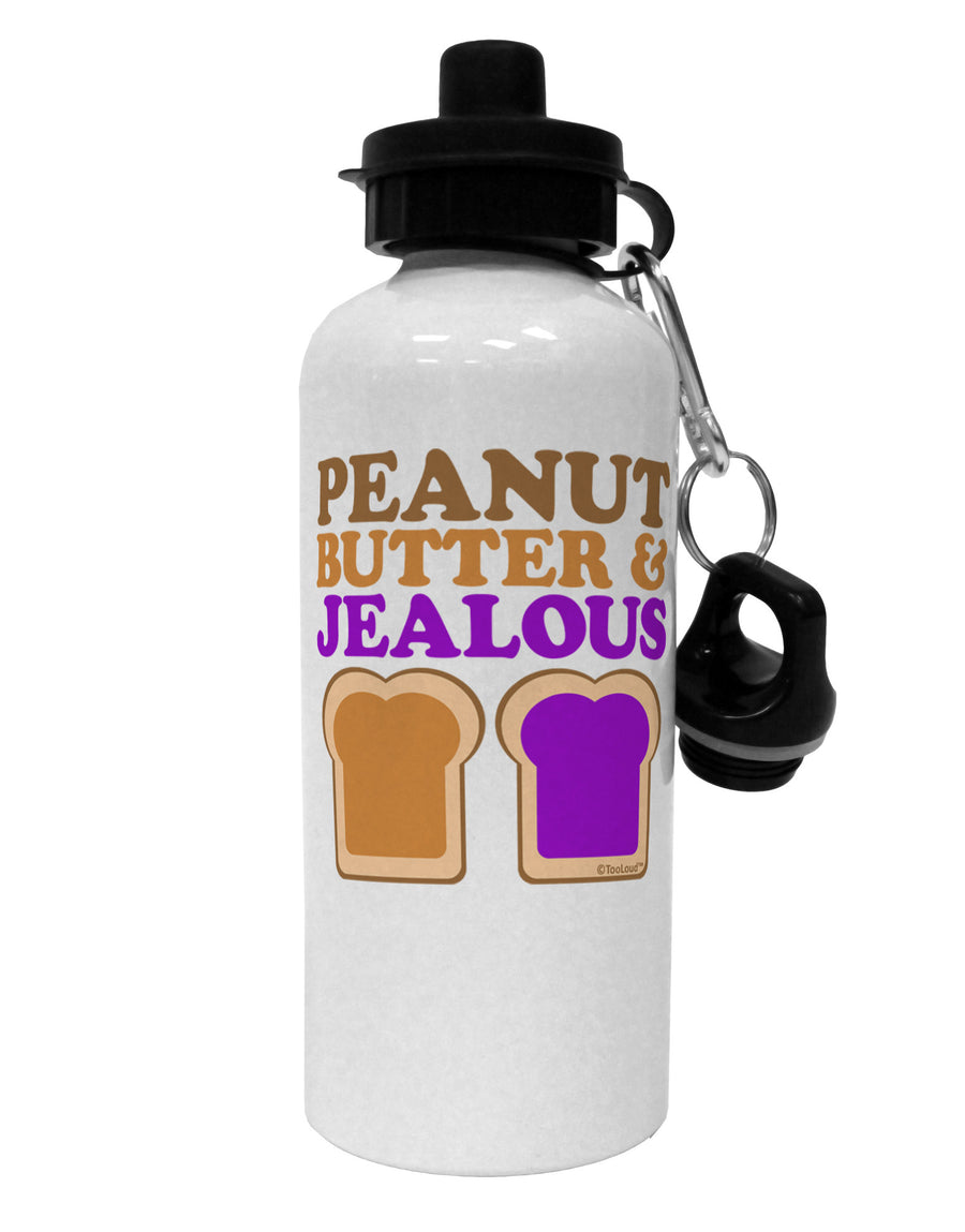 Peanut Butter and Jealous Aluminum 600ml Water Bottle by TooLoud-Water Bottles-TooLoud-White-Davson Sales