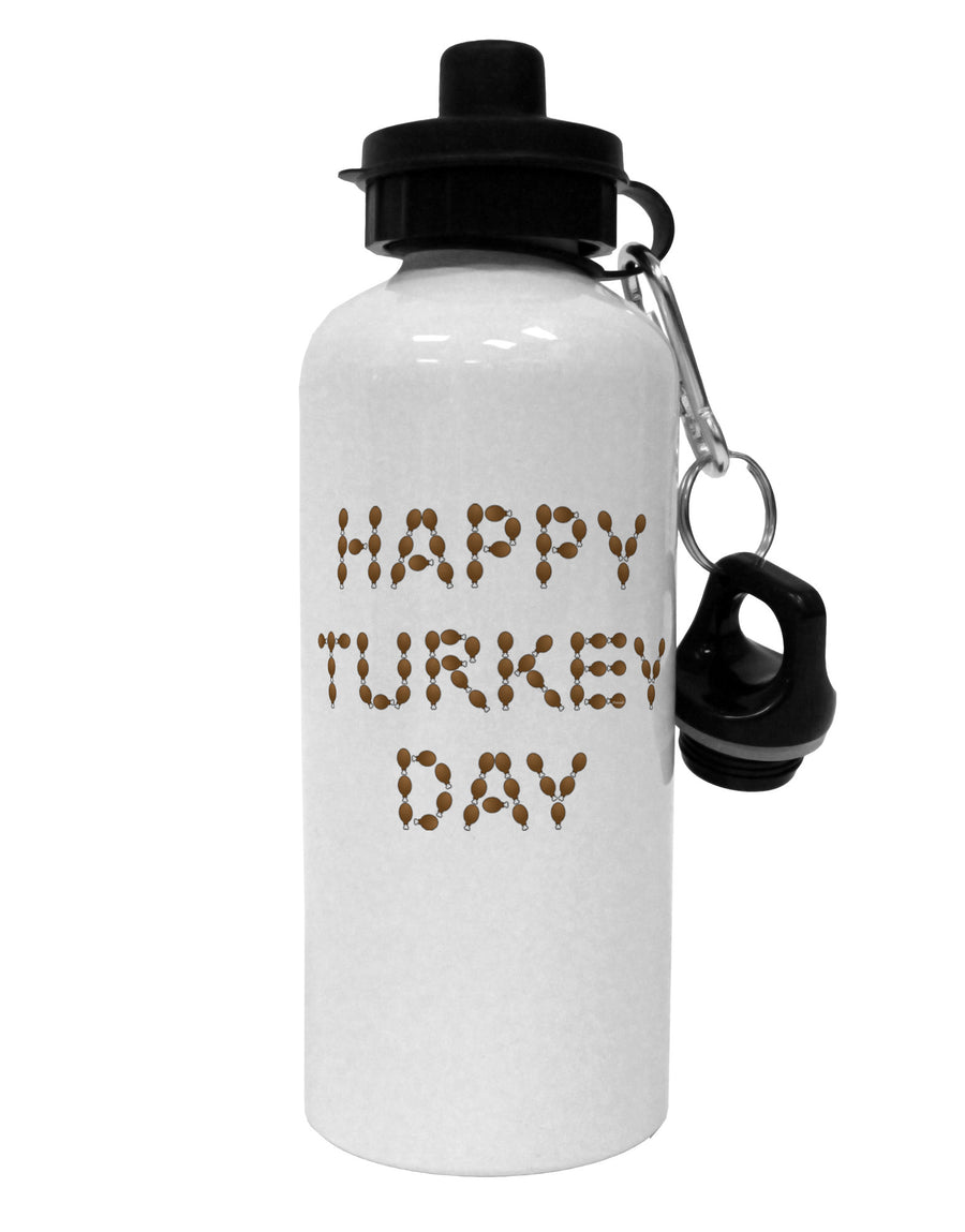 Happy Turkey Day Turkey Legs Thanksgiving Aluminum 600ml Water Bottle-Water Bottles-TooLoud-White-Davson Sales