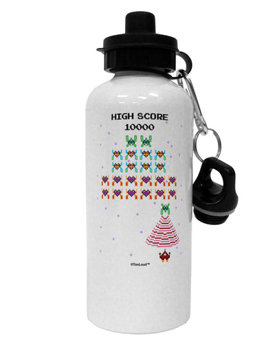 Retro Heart Fighter Aluminum 600ml Water Bottle-Water Bottles-TooLoud-White-Davson Sales