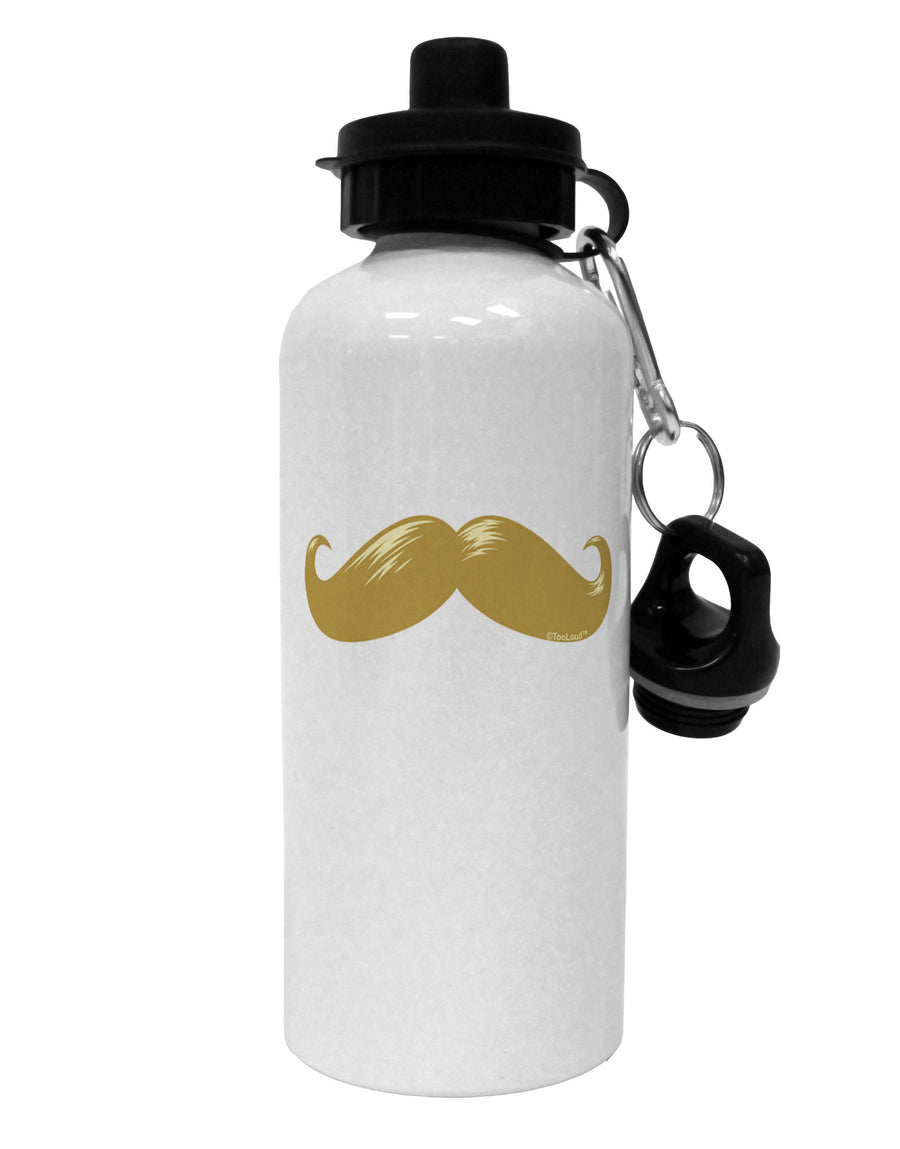 Big Gold Blonde Mustache Aluminum 600ml Water Bottle-Water Bottles-TooLoud-White-Davson Sales