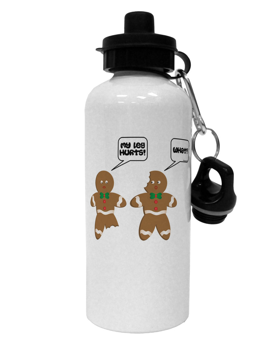 Funny Gingerbread Conversation Christmas Aluminum 600ml Water Bottle-Water Bottles-TooLoud-White-Davson Sales