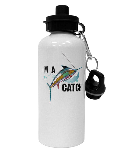 I'm A Catch Swordfish Aluminum 600ml Water Bottle-Water Bottles-TooLoud-White-Davson Sales