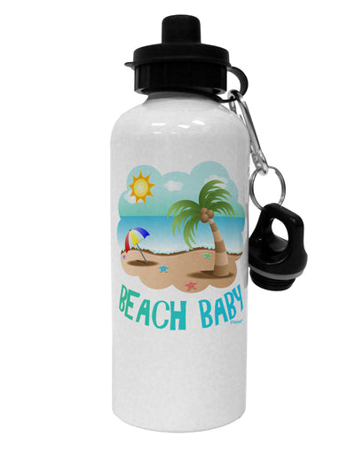 Fun Summer Beach Scene - Beach Baby Aluminum 600ml Water Bottle by TooLoud-Water Bottles-TooLoud-White-Davson Sales
