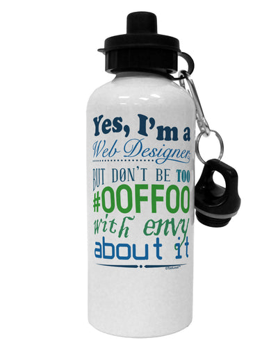 Web Designer -00FF00 With Envy Aluminum 600ml Water Bottle-Water Bottles-TooLoud-White-Davson Sales