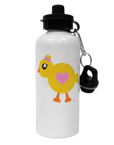 Cute Chick with Bow - Crayon Style Drawing Aluminum 600ml Water Bottle by TooLoud-Water Bottles-TooLoud-White-Davson Sales