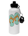 Striped Flip Flops - Teal and Orange Aluminum 600ml Water Bottle-Water Bottles-TooLoud-White-Davson Sales