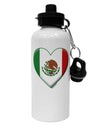 Mexican Flag Heart - Beveled Aluminum 600ml Water Bottle by TooLoud-Water Bottles-TooLoud-White-Davson Sales