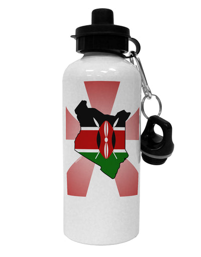 Kenya Flag Design Aluminum 600ml Water Bottle-Water Bottles-TooLoud-White-Davson Sales