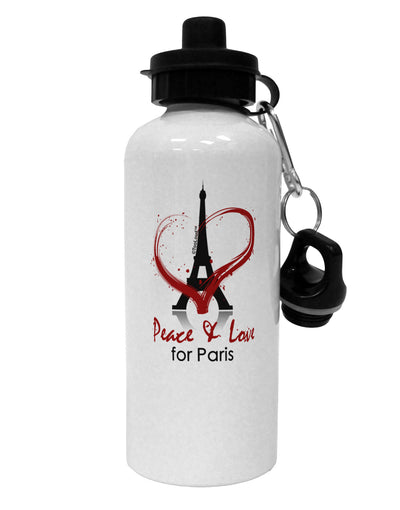 Peace & Love For Paris Aluminum 600ml Water Bottle-Water Bottles-TooLoud-White-Davson Sales