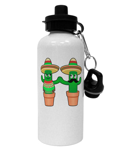 Fiesta Cactus Couple Aluminum 600ml Water Bottle by TooLoud-Water Bottles-TooLoud-White-Davson Sales