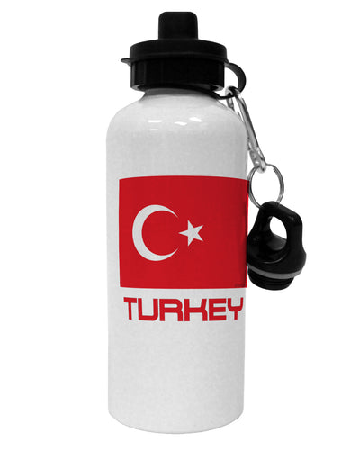 Turkey Flag with Text Aluminum 600ml Water Bottle by TooLoud