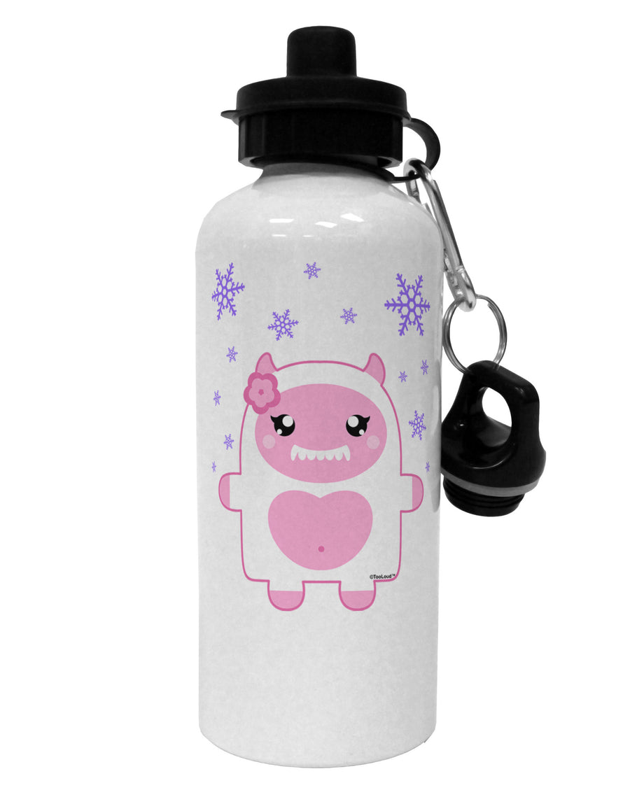 Cute Abominable Snowman Girl Yeti - Christmas Aluminum 600ml Water Bottle-Water Bottles-TooLoud-White-Davson Sales