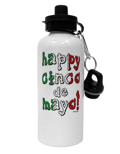 Happy Cinco de Mayo - Cactus Design Aluminum 600ml Water Bottle by TooLoud-Water Bottles-TooLoud-White-Davson Sales