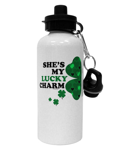 She's My Lucky Charm - Left Aluminum 600ml Water Bottle-Water Bottles-TooLoud-White-Davson Sales