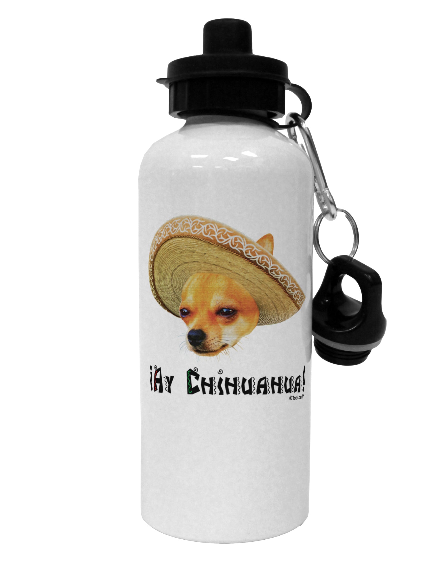 Chihuahua Dog with Sombrero - Ay Chihuahua Aluminum 600ml Water Bottle by TooLoud-Water Bottles-TooLoud-White-Davson Sales